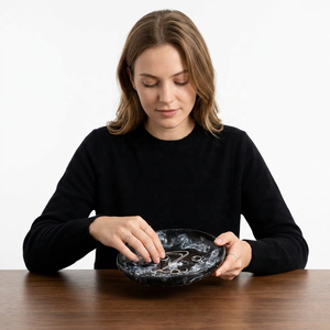 Handmade Resin Modern Luxury Minimalist Design <b>Black</b> White Pattern Serving Dish Stocked Dishwasher Safe Eco-Friendly for Home - Product Image 1