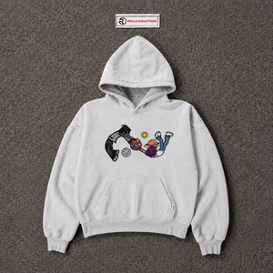 Sudadera con Capucha Plateada con Gráficos y Divertida Ilustración de Personajes, Estilo Vintage Lavado, Oversize, Casual, Unisex, en Oferta - Product Image 5