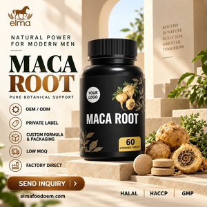 Suplemento de Extracto de Raíz de Maca Halal Elma Food, 60 Tabletas Masticables, Apoyo Energético para Hombres, Metabolismo, Circulación, GMP, HACCP - Product Image 1