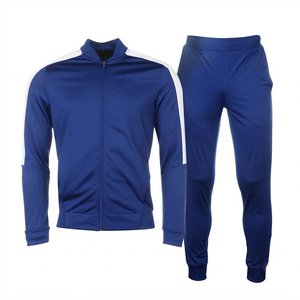 Nuevos Conjuntos Deportivos Azules Personalizados para Hombre, Conjuntos de Pantalones y Chaquetas de Punto de Color Sólido, Transpirables, con Cierre Completo, para Otoño - Product Image 1