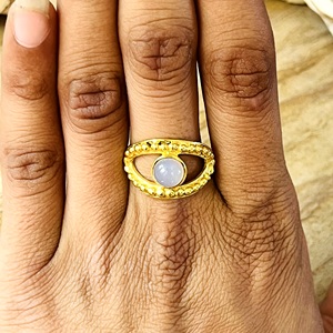 Unique Design Boho Evil Eye <b>Ring</b> Bohemian Chalcedony Brass <b>Rings</b> For Women 18k Gold Plated Tribal <b>Statement</b> Jewelry Wholesale - Product Image 6