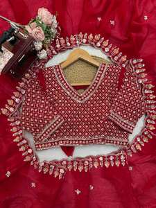 ชุดส่าหรีผ้าจอร์เจียต์สีขาวเขียวลายปักลายจิ้งจอก ดีไซน์ใหม่ แต่งระบาย ประดับเลื่อม เหมาะสำหรับงานแต่งงาน ชุดลำลอง ชุดอินเดีย ชุดปากีสถาน - Product Image 3