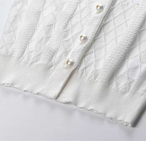 Cárdigan de punto transpirable estilo Old Money con perlas para hombre, suéter con cuello en V y botones, diseño de rombos, prendas de punto formales, EE. UU. - Product Image 3