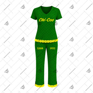 Vêtements personnalisés de la sororité grecque Chi Eta Phi, ensemble de pyjama pour femmes à pois avec bordure en dentelle, ensemble de vêtements de nuit personnalisé en 2 pièces - Product Image 2
