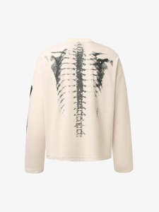 เสื้อยืดแขนยาวลายหัวกะโหลกสตรีทแวร์แบบสั่งทำจากโรงงาน พร้อมเสื้อสเวตเชิ้ตผ้าวาฟเฟิลพิมพ์ลาย DTG สำหรับผู้ชาย - Product Image 3