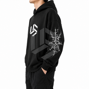 Sudadera con Capucha Personalizada para Hombre, Negra, de Invierno, Ecológica, Transpirable, de Forro Polar, Corte Regular, Informal, con Bolsillo Delantero - Product Image 6