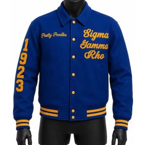 Custom Sigma Gamma Rho Wool Letterman Varsity Jacket Embroidered Greek Crest College Baseball <b>Coat</b> Sorority Fashion Outerwear - Product Image 1