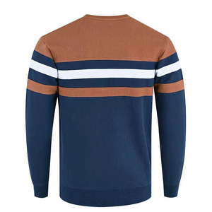 DAIZEN STAR Men's Crew Neck Pullover Sweatshirt Striped Design 100% Cotton Knitted Regular Fit Casual Breathable 370g Autumn - Product Image 3