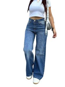 High Quality Vintage <b>Men's</b> Slim Mid Waist Flat <b>Denim</b> Pants Polyester/Cotton Breathable Distressed Chemical Wash Lightweight - Product Image 3