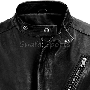 Casual Leather Jacket Men Custom logo Designer Blank Pure Plus Size Men's Leather Jackets For Sale In Wholesale Price - Product Image 3
