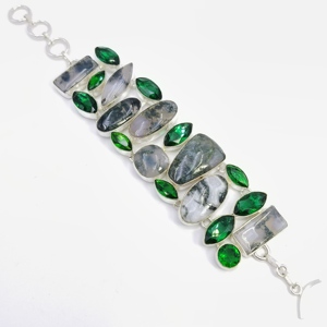 925 Sterling Silver Bracelet, Moss Agate Genuine Gemstone Beautiful Bracelet, Women Fashion Silver Gemstone Jewelry Exporter - Product Image 2
