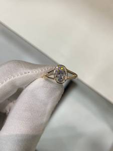 Handcrafted 2.2 CT Oval Moissanite <b>Ring</b> • <b>Split</b> Shank Dainty Wear Classic style Engagement <b>Ring</b> - Product Image 5