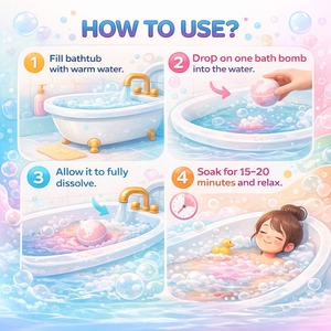 Bombes de bain surprise pour enfants en marque privée, en vrac, aux huiles essentielles naturelles, boules effervescentes, emballage personnalisé, vente en gros - Product Image 5