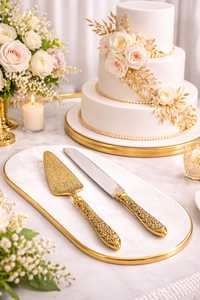 Juego de Cuchillos para Pastel de Boda Moderno, Dorado, para Cortar y Servir, Juego de Cuchillos de Acero Inoxidable Premium con Acabado Espejo, Multifunción - Product Image 6