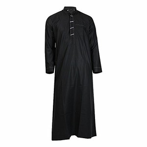 Thobes pour hommes de couleur blanche respirante, vêtements islamiques, vente en gros, OEM, grande taille, coton, vintage, séchage rapide, thobes arabes de Dubaï pour musulmans - Product Image 2
