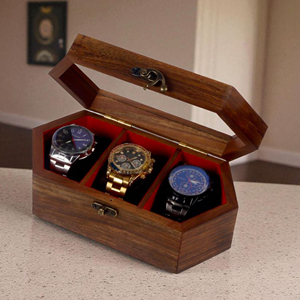 Caja de Almacenamiento para Relojes de Madera Hecha a Mano, Caja de Relojes de Madera con Ventana por AYAANS - Product Image 1