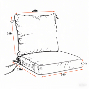 Set di Cuscini Profondi per Esterni 24x24 Pollici, Impermeabili e Resistenti allo Sbiadimento, per Mobili da Giardino, con Rivestimenti Rimovibili e Lati Regolabili - Product Image 5