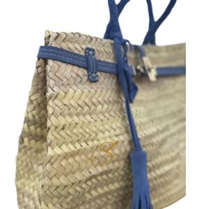 Sac à poignée supérieure avec pompon : Sac de shopping tendance et écologique en feuille de palmier tressée - Product Image 2
