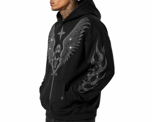 Sudadera con Capucha Personalizada con Pedrería para Hombre |   Sudadera Extra Grande de Alta Calidad con Diseño de Cristales, Marca Privada OEM - Product Image 2