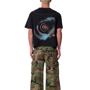 T-shirt homme col rond manches courtes, motif tête de mort devant et spirale au dos, coupe ample, streetwear, vente en gros, personnalisable OEM, en jersey de coton - Product Image 2
