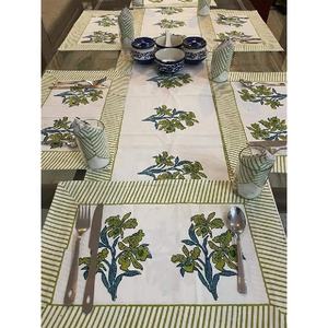 Indian Handcrafted Hand Block Printed Mats Set of 6 <b>Placemats</b> <b>and</b> Napkins Set <b>Table</b> Decor Cotton Mats <b>and</b> Linen Napkins - Product Image 1