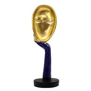Elegant golden face with abstract <b>hand</b> stand modern artistic showpiece inspired by serenity luxury contemporary art - Product Image 4