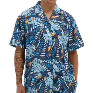 Men's <b>Hawaiian</b> <b>Shirt</b> Navy Blue Tropical Floral Print Short Sleeve Turn-Down Collar Button-Up Summer Vacation Top - Product Image 6