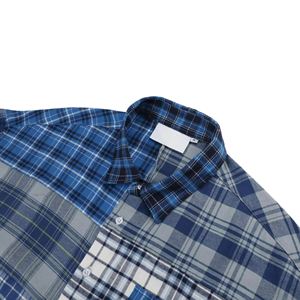 Fashionable Men's <b>Patchwork</b> Plaid Button Down Long Sleeve <b>Shirts</b> - Product Image 3