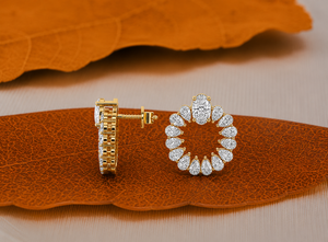 Boucles d'oreilles ovales en diamant de laboratoire de 2,00 carats, or jaune 14 carats, légères, uniques, élégantes, brillantes, prix de gros - Product Image 2