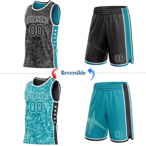 Ensemble maillot et short de basketball réversibles, impression sublimée, tissu mesh à séchage rapide, unisexe, pour adultes, tenue d'équipe, débardeur sans manches - Product Image 1
