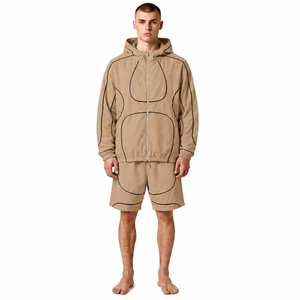 Wholesale Custom Logo Mens Breathable <b>Short</b> Set Solid Gray Windbreaker <b>Jacket</b> with Activewear <b>Shorts</b> Sets for mens - Product Image 2