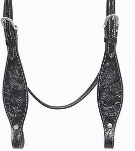 Western Knotted Bridle & Headstall <b>Rolled</b> Leather with Rawhide Cheek Pieces and Brow-Band Horse Products - Product Image 5