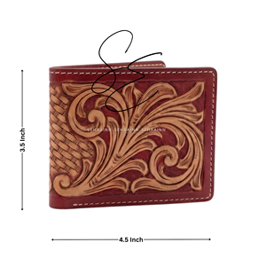 Cartera Bifold de Cuero Genuino para Hombre, Estilo Western Hecha a Mano, Tarjetero Delgado, Cartera Vaquera Vintage, Moda para Él - Product Image 3