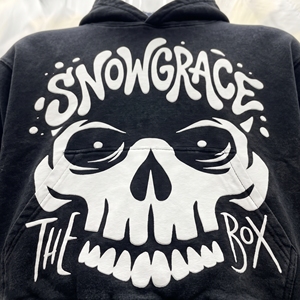 Sweat-shirt à capuche court Snowgrace en molleton bouclette, imprimé crâne, style streetwear, pour homme, collection automne, 100 % coton - Product Image 4