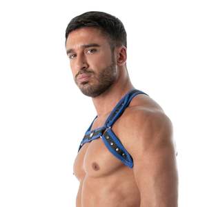 Harnais en fausse fourrure jaune pour homme, style fetish, en cuir réglable avec lacets, respirant, écologique, grande taille - Product Image 4