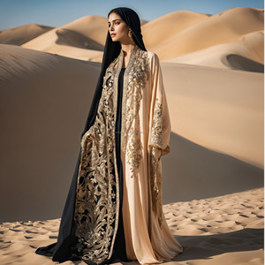 Abaya Dubai 2025 Vêtements pour Femmes Vente en Gros Tissu Viscose Doux pour Luxe Dubai Abaya Robe Grande Taille Sans Couture Etage Longueur - Product Image 1