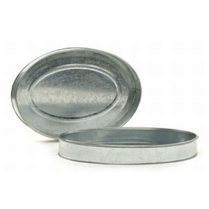 Bandeja ovalada de metal galvanizado estilo rústico y plato decorativo de acero galvanizado para decoración del hogar y centros de mesa para eventos - Product Image 1