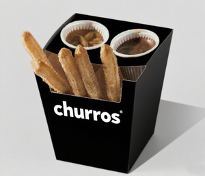 Fournitures en gros pour entreprises : Boîte à churros pliable biodégradable et écologique, avec logo personnalisé, en carton alimentaire, et gobelet à sauce - Product Image 3