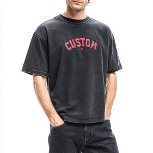 เสื้อยืดผู้ชายทรงหลวมสไตล์วินเทจปี 2026 ยี่ห้อ HSI ขายส่งแบบ OEM  ผ้าคอตตอน ผลิตในปากีสถาน รับสกรีนโลโก้ตามแบบ - Product Image 2