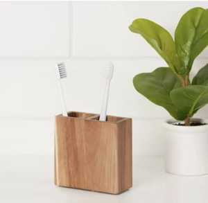 Gold Metal Bathroom Countertop Organizer With Compartments For Toothbrushes <b>Toothpaste</b> And Marble Pattern Cups Modern - Product Image 5
