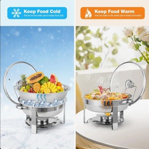 ชุดอุ่นอาหารบุฟเฟ่ต์แบบกลม 4 ชิ้น ขนาด 5 ควอร์ต ทำจากสแตนเลส พร้อมอุปกรณ์เสิร์ฟอาหารสำหรับจัดเลี้ยง ราคาดีที่สุด - Product Image 6