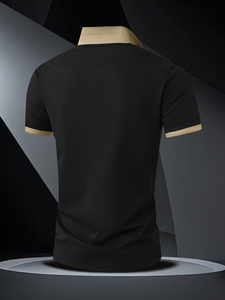 Men's Black for Shirt Short Sleeve Digital Printing Logo Breathable Casual Jersey Knitted Polyester/Cotton Solid Front Design - Product Image 2