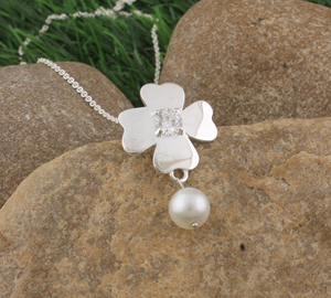 Natural Freshwater Pearl Pendant <b>Silver</b> Plated for Women High Luster Teardrop Pearl <b>Charm</b> Anti-Tarnish Hypoallergenic Fashio - Product Image 1