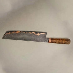 Premium Handmade Copper Damascus Pattern Outdoor Chef <b>Kitchen</b> Knife With Stabilized Wood Handle For <b>Camping</b> And Travel Cooking - Product Image 3