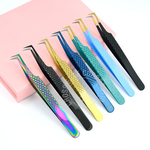 Best Eyelash Extension Tweezers Eyelash Extension 90 Degree Curved Volume Fiber Tip Lash Tweezers Special Plasma Coated Color - Product Image 3