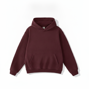 Sweat-shirt à capuche oversize pour homme, couleur bordeaux, en molleton de coton, avec poche kangourou, style streetwear décontracté, pour l'hiver - Product Image 3