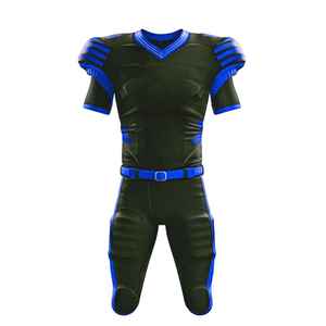 Maillot de football américain personnalisé unisexe col en V manches courtes noir bleu sublimé anti-humidité maille régulière uniforme - Product Image 1