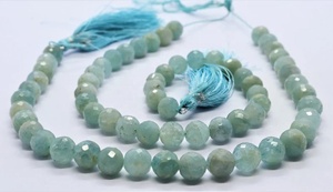 Perles de pierres précieuses d'aigue-marine naturelle facettées rondes en vrac pour la fabrication de bijoux, vente en gros de perles d'aigue-marine - Product Image 2