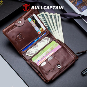 BULLCAPTAIN <b>Men</b> Genuine LeatherWallet Vintage Cowhide Leather Bifold Purse Custom Logo <b>RFID</b> Blocking <b>Wallet</b> Card Holder - Product Image 2