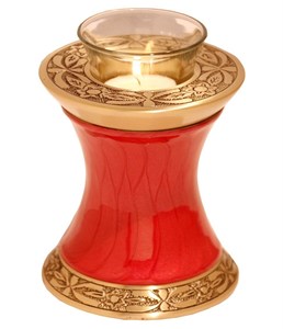 Urna Funeraria de Metal Azul y Latón Rosa con Luz LED para Guardar Cenizas, Estilo Moderno - Product Image 3